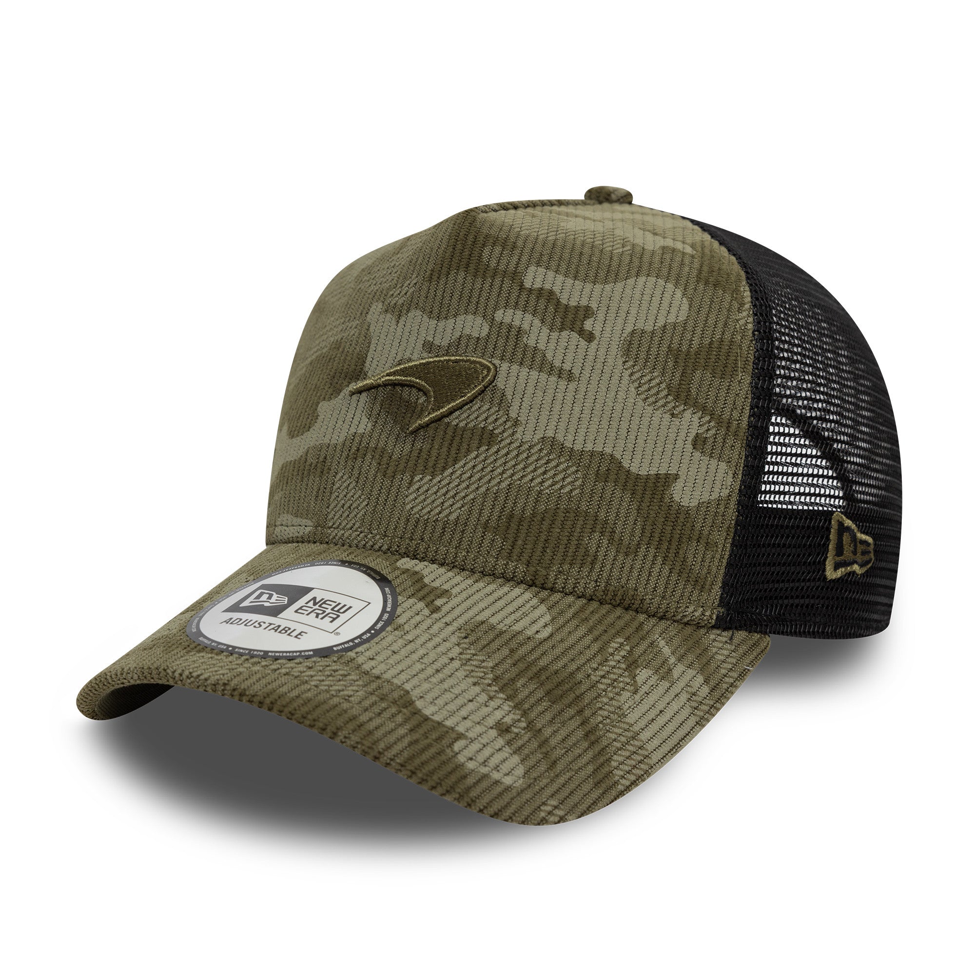 McLaren Racing F1 Cord Camo 9Forty Cap Trucker Cap Adults - New Olive