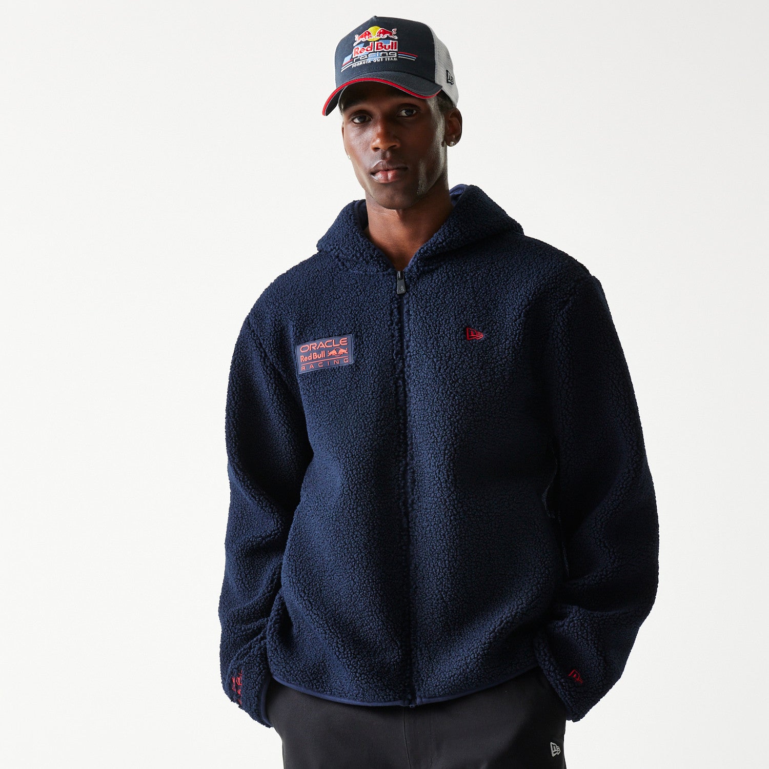 Red Bull Racing F1 Hooded Sherpa Zip Thru Adults - Night Sky