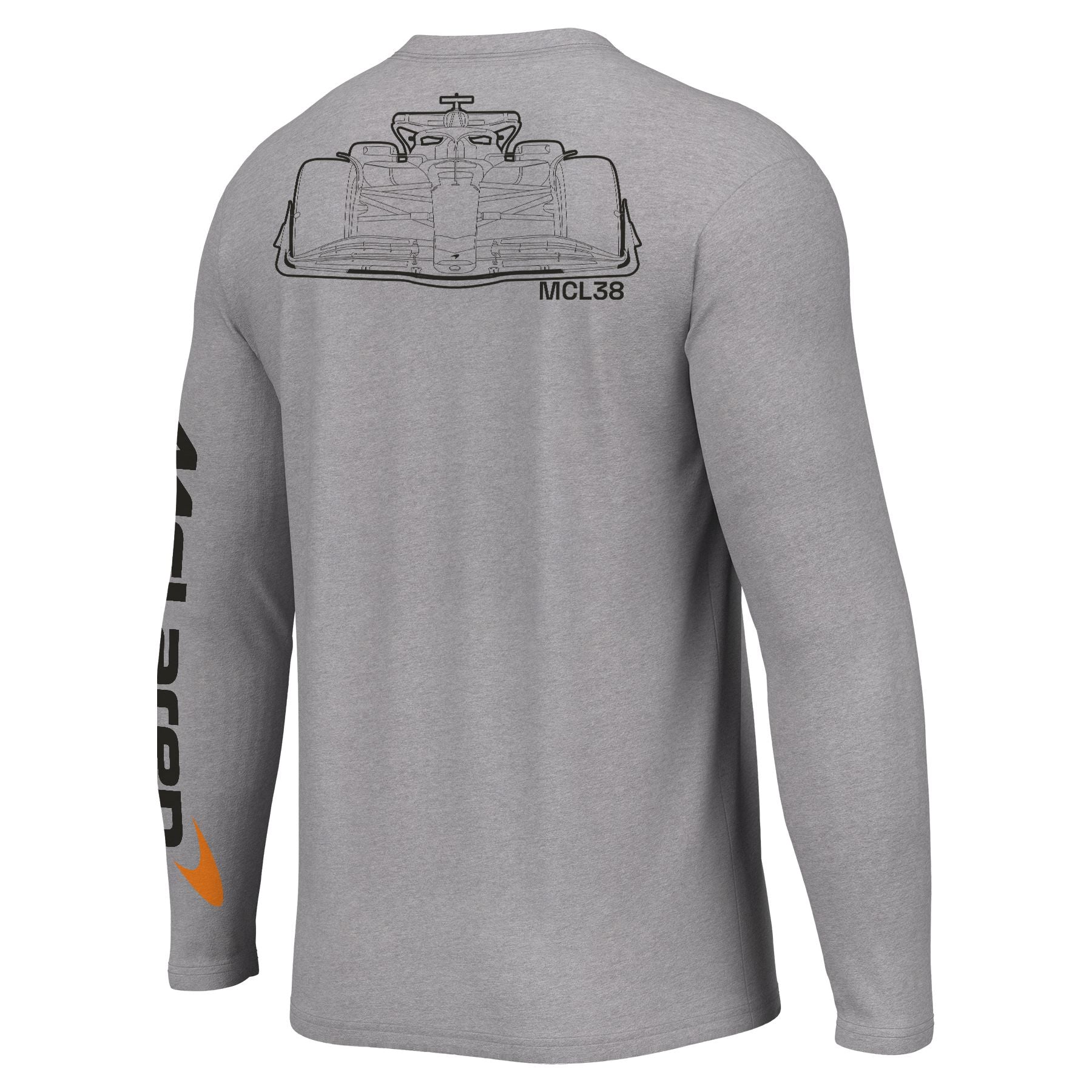 McLaren Racing F1 Car Outlined Long Sleeve Tee Mens - Heather Grey