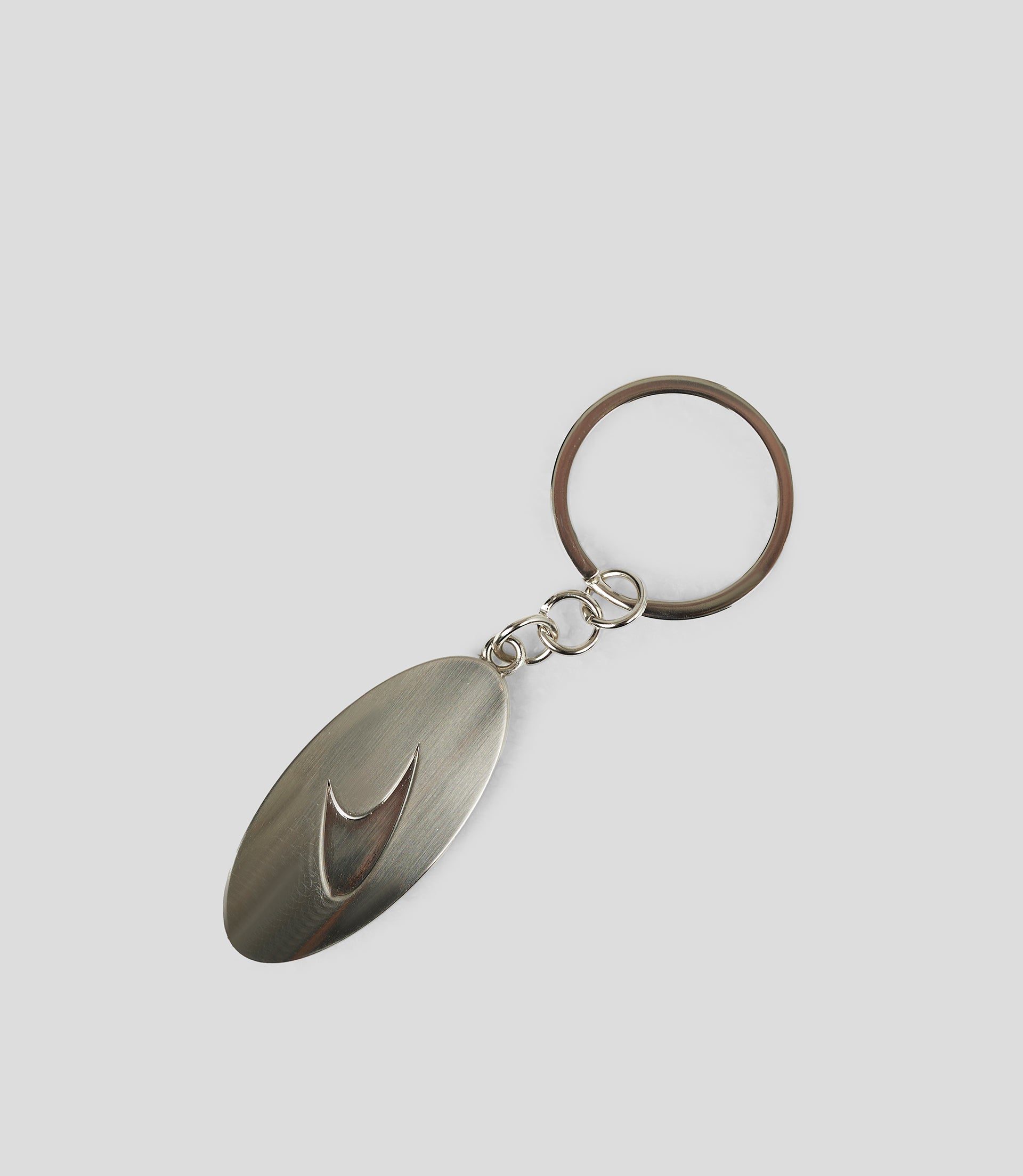 McLaren Automotive Brushed Steel Oval Keyring-Silver/Black