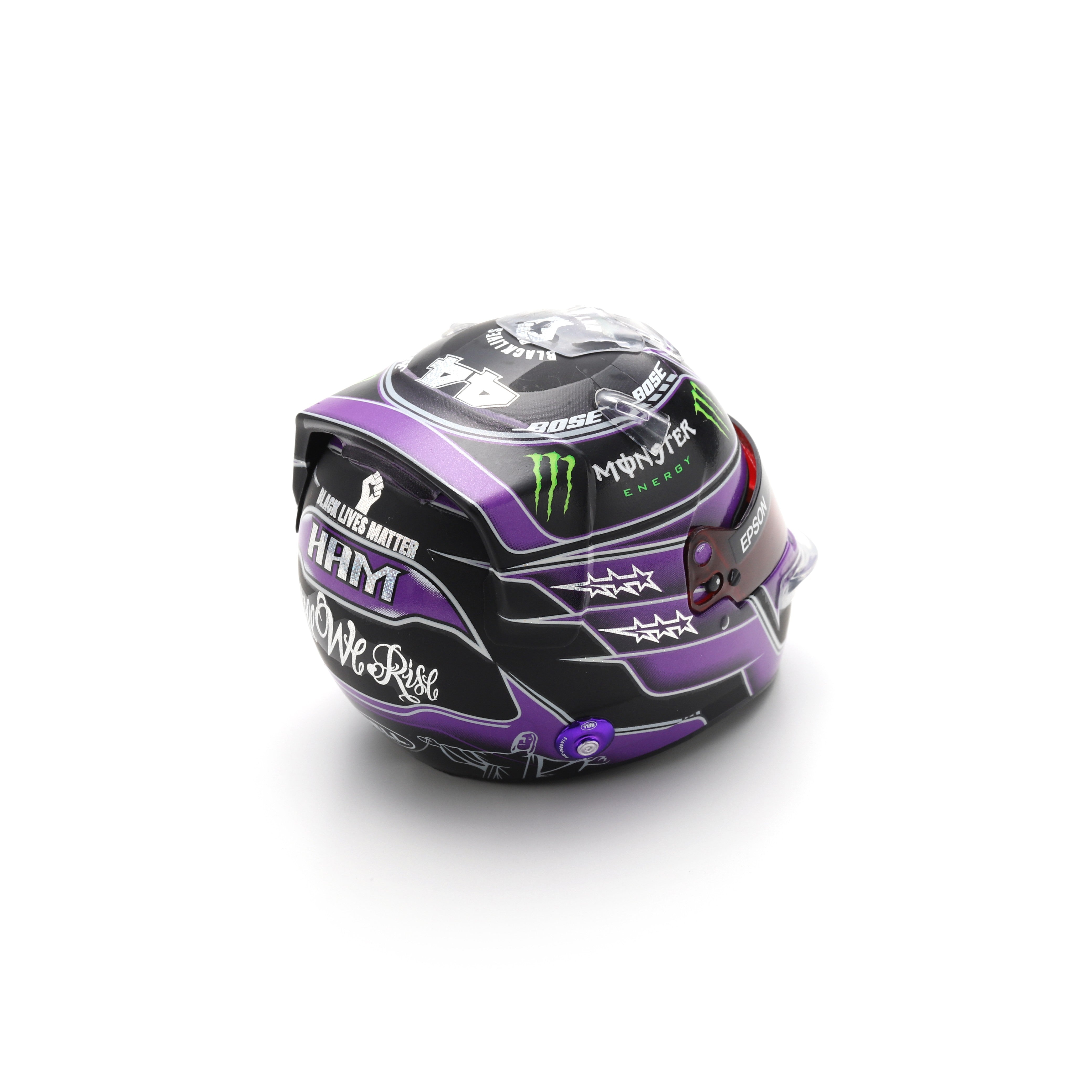 Spark Mercedes AMG Petronas F1 Lewis Turkish GP 2020 World Champion Mini Helmet Unisex - Purple - 1:5 Scale