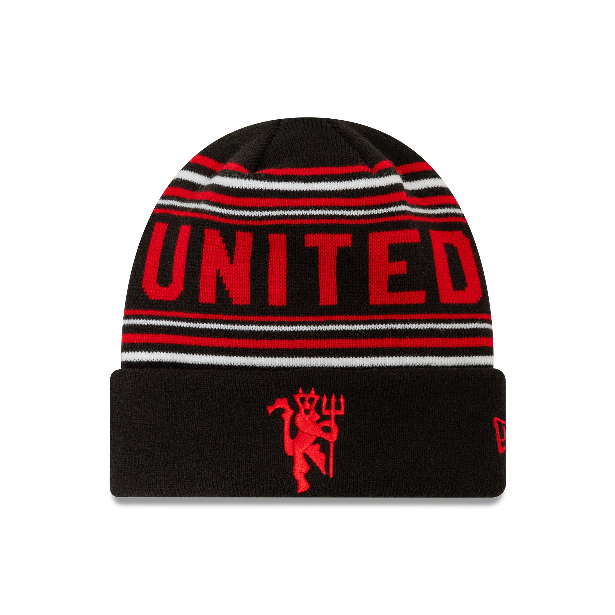 Manchester United Stripe Cuff Beanie Adults - Black