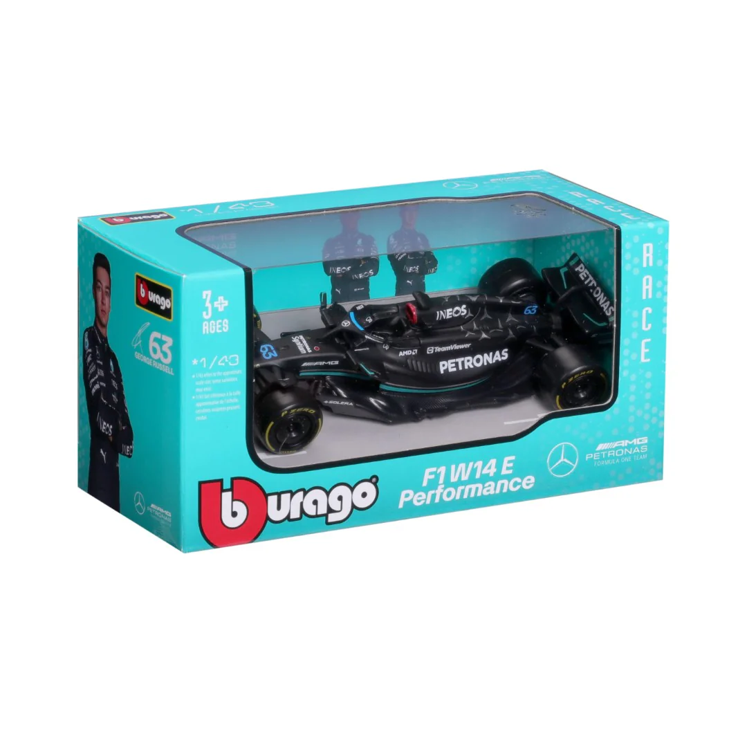 Bburago Mercedes AMG Petronas F1 W14 George Russell 63 Model Car Unisex - Black - 1:43 Scale