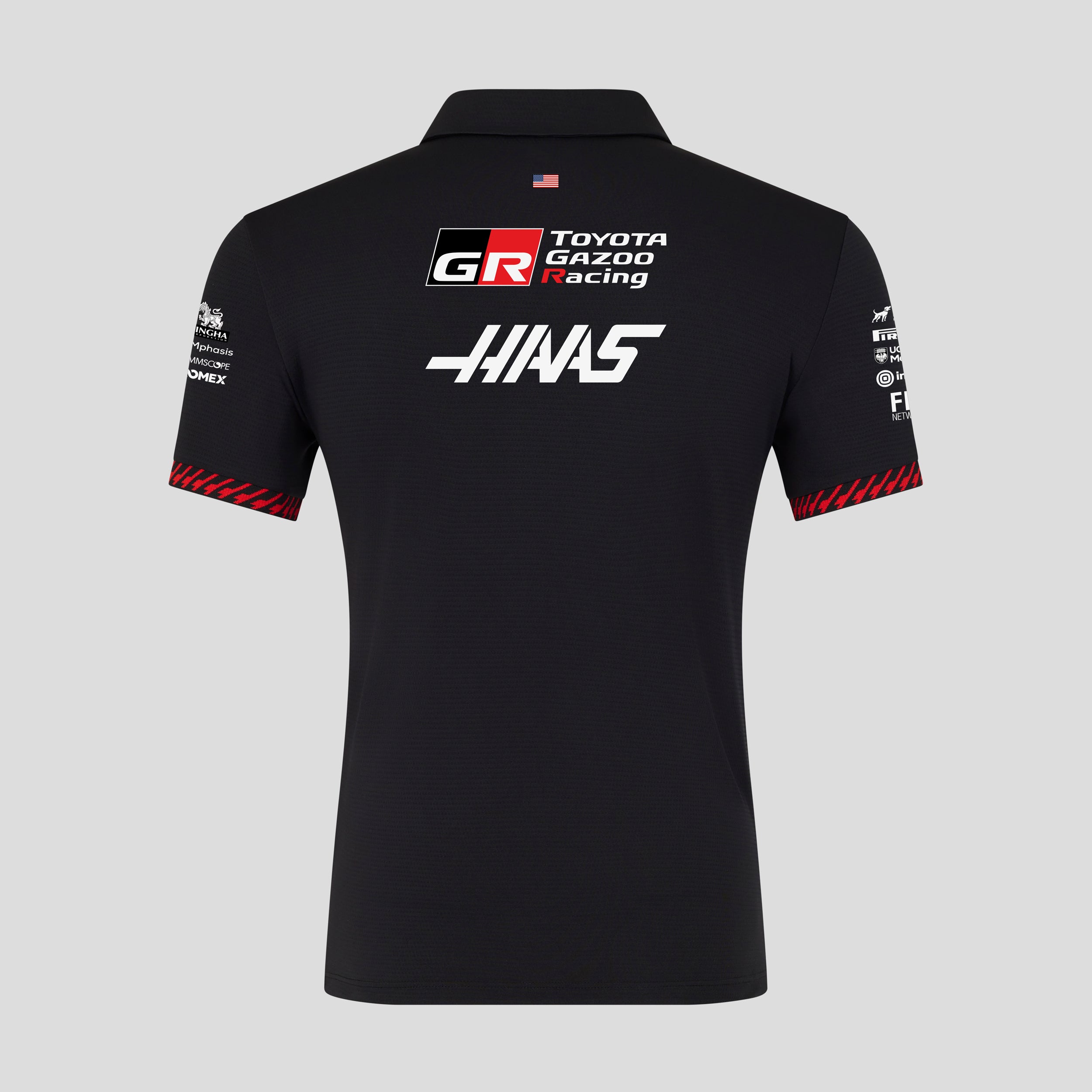 Haas F1 Team 2026 Short Sleeve Polo Mens - Caviar / Flame Scarlet