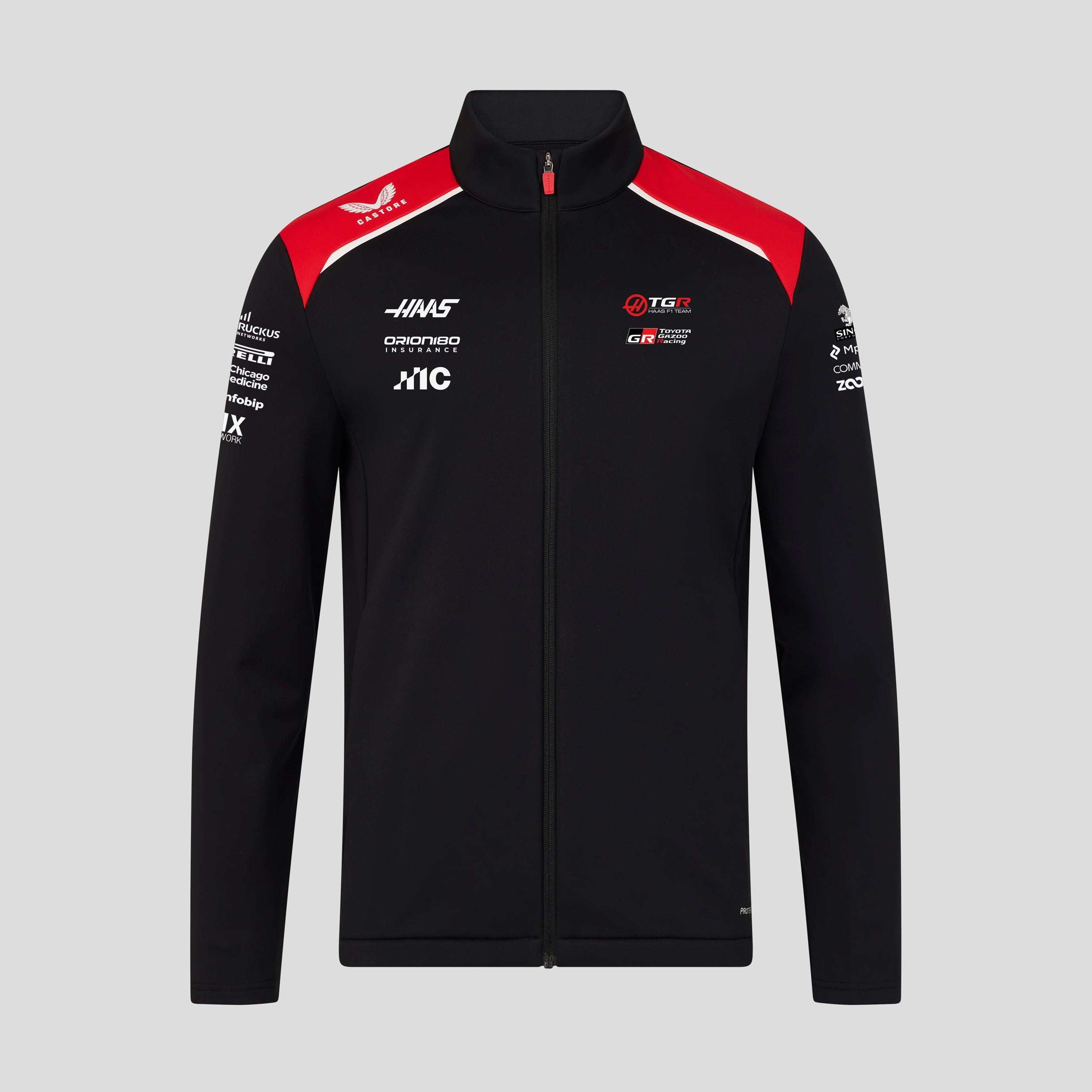 Haas F1 Team 2026 Soft Shell Jacket Unisex - Caviar / Flame Scarlet