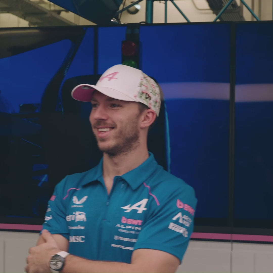 Charger la vidéo : Alpine F1 Pierre Gasly Miami 9Seventy Cap Stretch Snap Adults - White/Pink